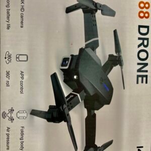 E88 Drone Packaging showing 4K HD Camera App Control and Folding Body features