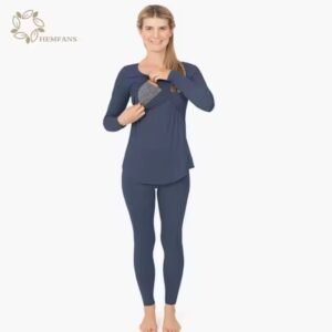 Shop our ultra-soft bamboo maternity sleepwear. This organic cotton lactation pajama set features easy breastfeeding access for ultimate comfort and style.
