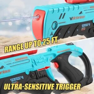 electric water gun with ultra sensitive trigger and range up to 25 ft