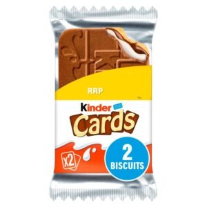 kinder cards milk chocolate wafer biscuit snack bar twin pack 25.6g