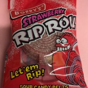 Bobby's Strawberry Rip Roll Sour Fruit Candy Belt 34g Red Packaging
