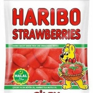 Haribo Primavera Halal Certified Strawberry Shaped Gummy Sweets 80g
