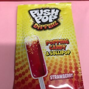 Push Pop Dipperz Strawberry Flavoured Lollipop with Popping Candy Sachet 12g