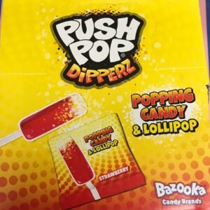 Push Pop Dipperz Strawberry Flavoured Lollipop with Popping Candy Sachet 12g