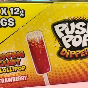 Push Pop Dipperz Strawberry Flavoured Lollipop with Popping Candy Sachet 12g