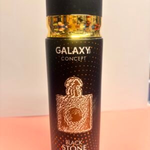 Black Stone Galaxy 200ml perfume spray bottle with elegant black and silver design.