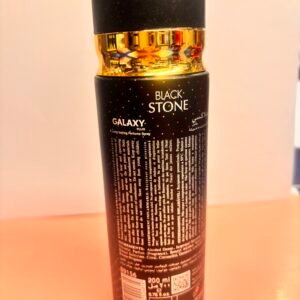 Black Stone Galaxy 200ml perfume spray bottle with elegant black and silver design