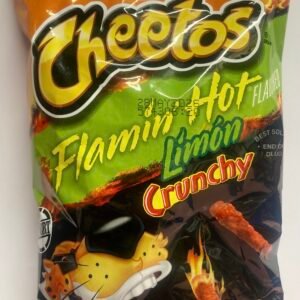 A large 226.8g bag of Cheetos Flamin' Hot Limon Crunchy corn snacks featuring Chester Cheetah and a lime slice.