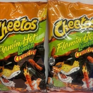 A large 226.8g bag of Cheetos Flamin' Hot Limon Crunchy corn snacks featuring Chester Cheetah and a lime slice.
