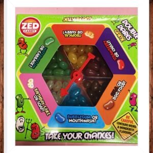 A retail pack of Zed Candy Double Dares Jelly Beans, featuring the "Hot or Not" challenge with a mix of sweet and spicy daring flavors.