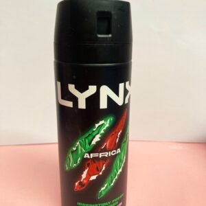 Lynx Africa 150ml body spray bottle with iconic orange and black branding