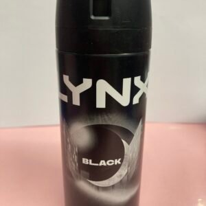 Lynx Black 150ml body spray bottle with sleek black branding