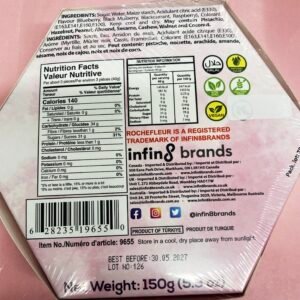 Premium 150g pack of Vegan and Halal-certified Turkish Delight featuring mixed forest berry flavors like raspberry, blueberry, and blackcurrant.
