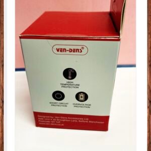 Retail packaging for a Ven-Dens wall charger featuring a white dual-port adapter with USB-C PD 20W and USB-A QC 3.0 ports.