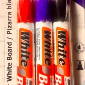 Three whiteboard markers with bullet tips, designed for smooth writing and easy erasing on dry-erase boards.