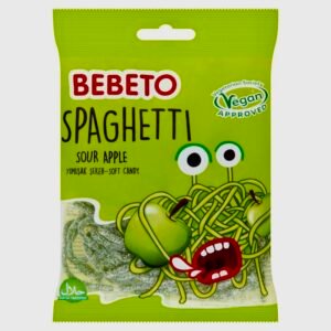Bebeto Spaghetti Sour Apple Green Gummy Laces 70g Bag Halal and Vegan