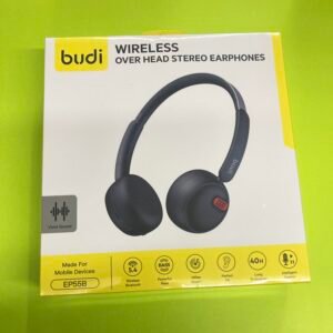 Budi over-ear wireless headphones in black, featuring Bluetooth 5.4 connectivity and 40-hour battery life.