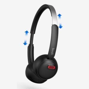 Budi over-ear wireless headphones in black, featuring Bluetooth 5.4 connectivity and 40-hour battery life.