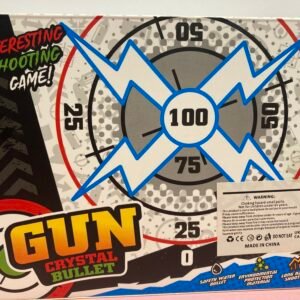 A vibrant graffiti-patterned toy gun in retail packaging featuring safety water crystal bullets and long-range shooting capabilities.