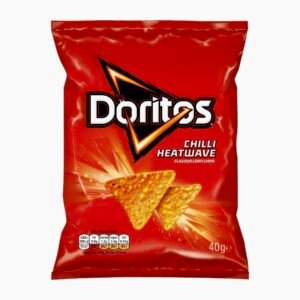 A 40g bags of red Doritos Chilli Heatwave corn chips.
