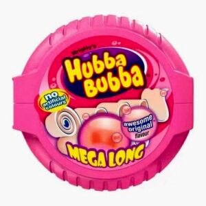 Hubba Bubba Fancy Fruit Bubblegum Mega Long Tape 56g in pink plastic dispenser package