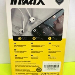 earphone with cableWhite Inkax AE-06 half in-ear earphones with a Lightning connector and integrated volume and call controller.