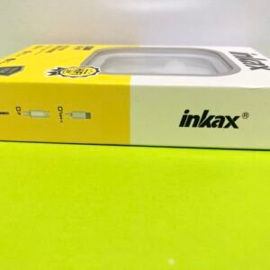 White Inkax AE-06 half in-ear earphones with a Lightning connector and integrated volume and call controller.