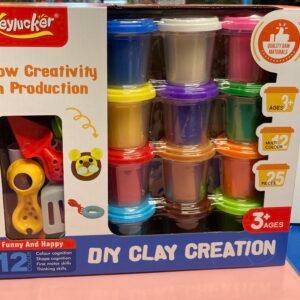 A 25-piece DIY clay creation set by Keylucker featuring 12 vibrant colors and sculpting tools, designed for children ages 3 and up to develop fine motor skills.