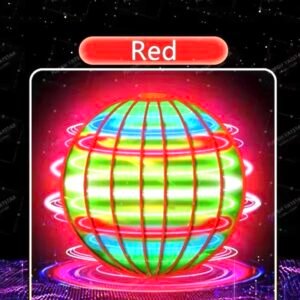 A 360-degree rotating flying ball toy with colorful LED lights, featuring boomerang flight mode and hand-controlled induction sensors.