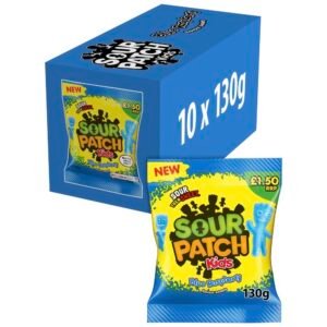 Sour Patch Kids Blue Raspberry Vegan Gummy Sweets 130g Bag Blue from Natural Origin