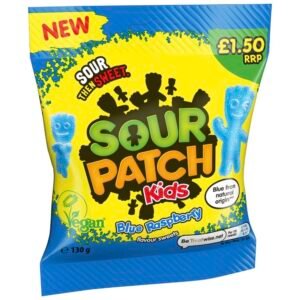 Sour Patch Kids Blue Raspberry Vegan Gummy Sweets 130g Bag Blue from Natural Origin