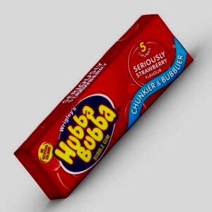 Red pack of Wrigley's Hubba Bubba Seriously Strawberry flavour 5 piece bubble gum