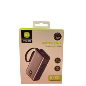A compact black 10000mAh portable charger with USB-C and USB-A ports, highlighting the 22.5W fast charging capability.