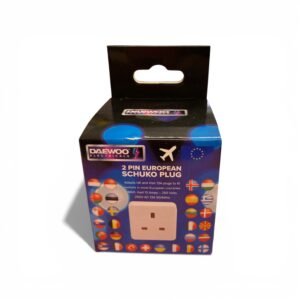 Universal to European 2-pin Schuko travel plug adapter in white