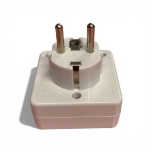 Universal to European 2-pin Schuko travel plug adapter in white
