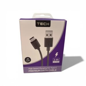 Extra-long 2 meter USB-A to USB-C charging and data cable with reinforced connectors.