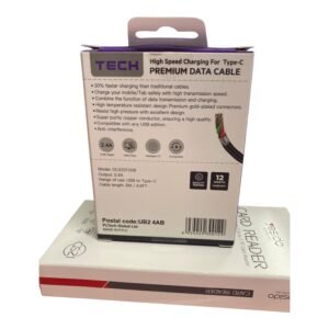 Extra-long 2 meter USB-A to USB-C charging and data cable with reinforced connectors.