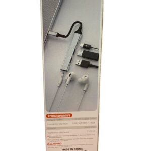4-in-1 Type-C adapter hub for connecting USB peripherals, audio, and charging to laptops and smartphones.