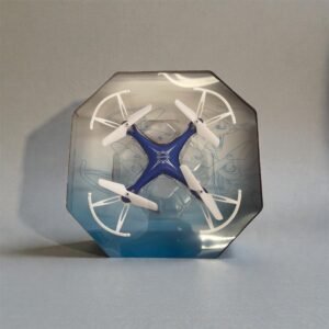 A sleek 6-channel remote control quadcopter drone featuring 2.4GHz technology, 6-axis gyro stabilization, and bright LED lights for night flight.