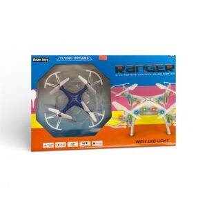 A sleek 6-channel remote control quadcopter drone featuring 2.4GHz technology, 6-axis gyro stabilization, and bright LED lights for night flight.