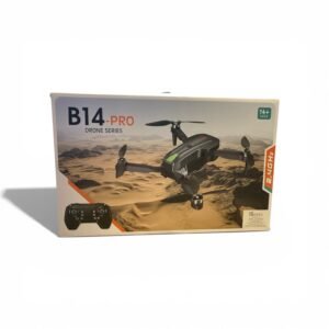 A compact B14-Pro series folding toy drone featuring a built-in camera, 2.4GHz remote control, and LED lights for indoor and outdoor flight.
