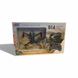 A compact B14-Pro series folding toy drone featuring a built-in camera, 2.4GHz remote control, and LED lights for indoor and outdoor flight.