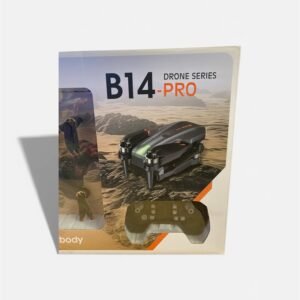 A compact B14-Pro series folding toy drone featuring a built-in camera, 2.4GHz remote control, and LED lights for indoor and outdoor flight.