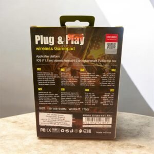 Kakusiga Plug and Play wireless gamepad controller in black and red, featuring a built-in smartphone holder and Wireless 5.0 connectivity.