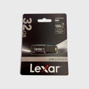 A 32GB Lexar JumpDrive S80 USB 3.2 flash drive featuring a compact, durable design for high-speed file transfers.