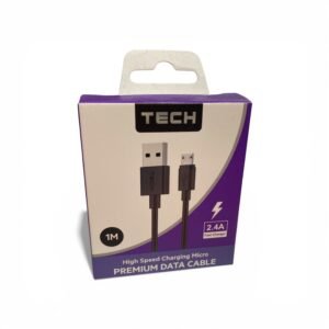 1 meter black USB to Micro USB charging and data sync cable with reinforced connectors.