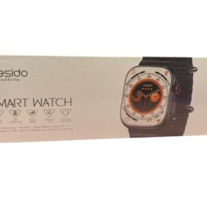 Front view of the Yesido IO20 Smart Watch box showing the watch image and icons for battery life, GPS, sports modes, and wireless calling.