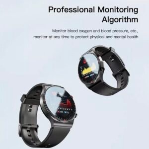 Two circular black Yesido smartwatches showing the professional health monitoring interface with graphs for heart rate and blood oxygen levels.