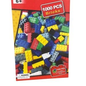 A large pile of 1000 colorful creative building bricks and blocks for kids' STEM construction play.