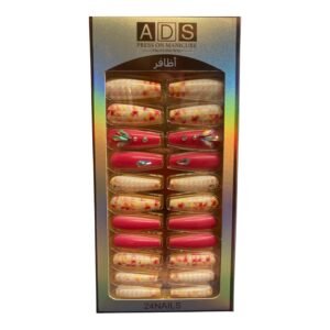 A 24-piece set of ADS rectangle-shaped press-on nails featuring a stylish ombre glitter design in multiple sizes.